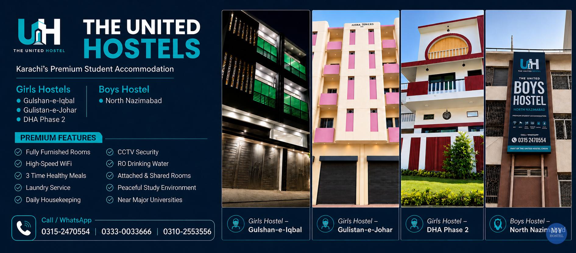 THE UNITED BOYS HOSTEL – NORTH NAZIMABAD — THE UNITED GIRLS HOSTEL – GULSHAN-JOHAR-DHA exterior